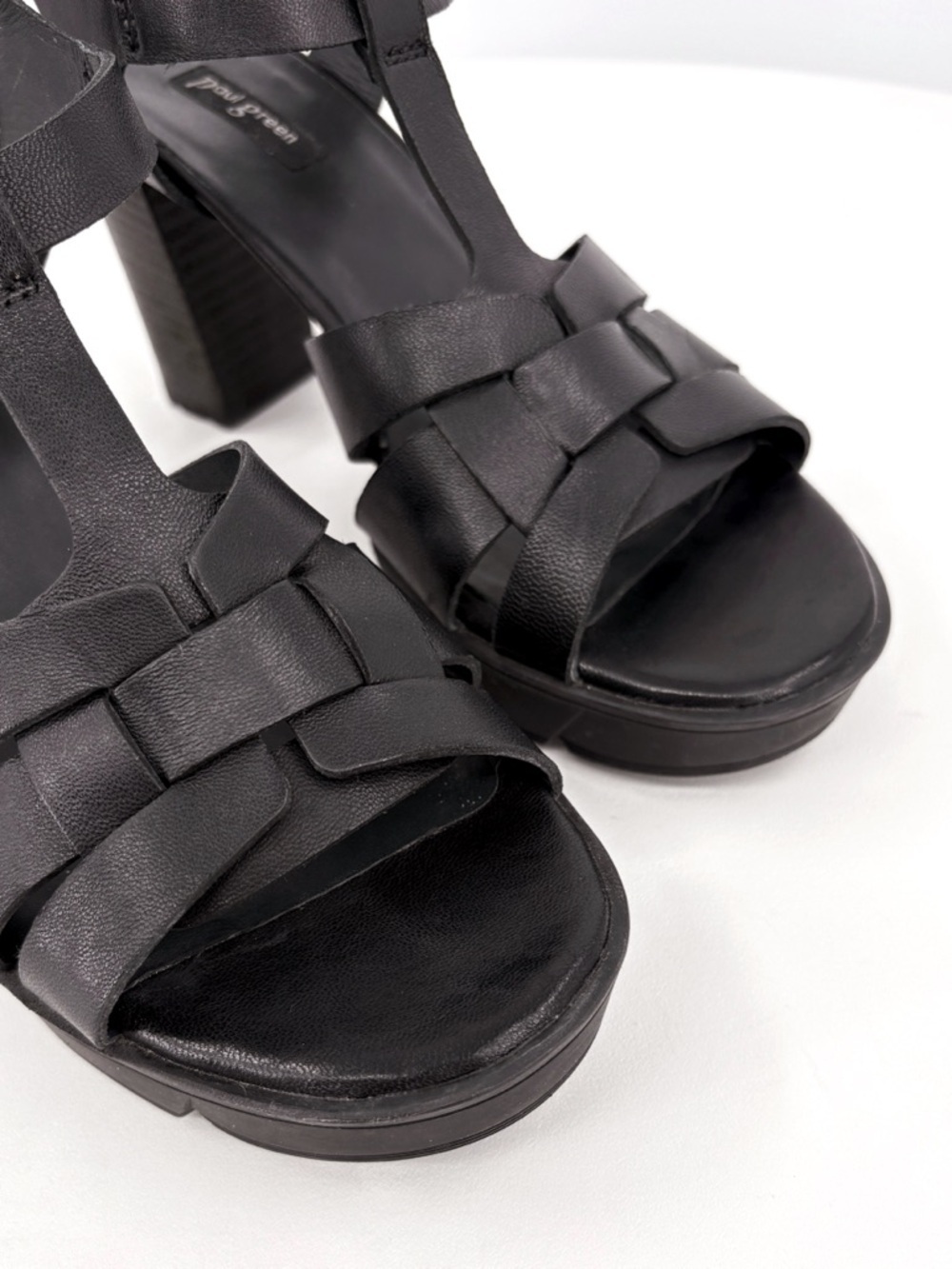 PAUL GREEN Raven Platform Sandal in Black Leather 7.5 - Picture 5 of 14